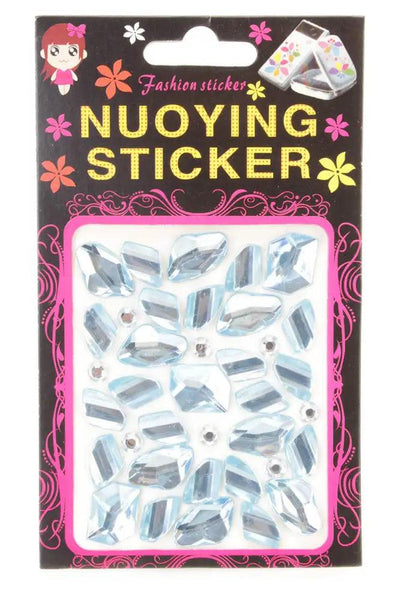 Sky Blue Faceted Beaded Gemstone Stickers - AMIClubwear