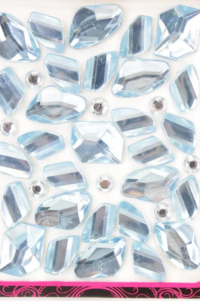 Sky Blue Faceted Beaded Gemstone Stickers - AMIClubwear
