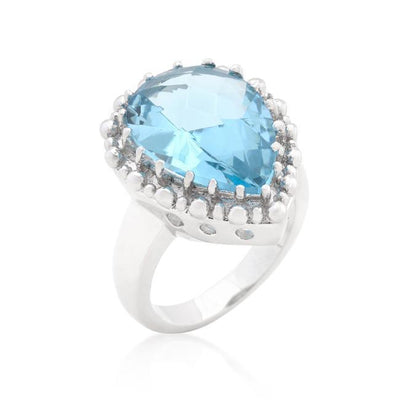 Solitaire Blue Topaz Cocktail Ring - AMIClubwear