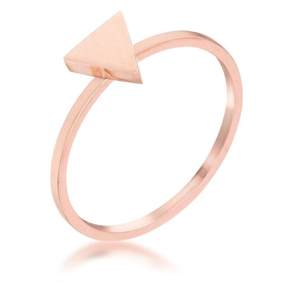 Stainless Steel Rose Goldtone Plated Triangle Stackable Ring, <b>Size 5</b> - AMIClubwear