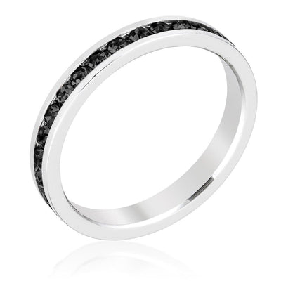Stylish Stackables with Jet Black Crystal Ring - AMIClubwear