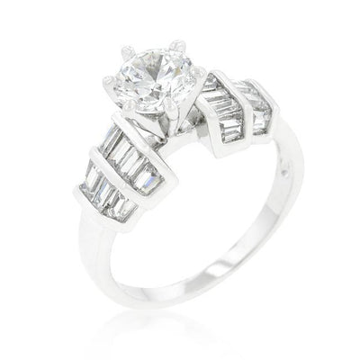 Tapered Baguette Cubic Zirconia Engagement Ring - AMIClubwear