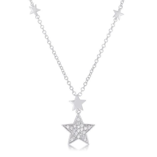 This necklace is crafted with rhodium plating the same metal that gives white gold its shine. There are shining stars on the chain and one - AMIClubwear