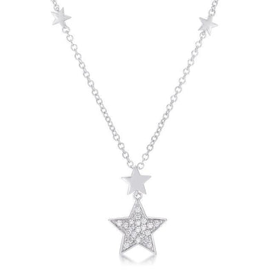 This necklace is crafted with rhodium plating the same metal that gives white gold its shine. There are shining stars on the chain and one - AMIClubwear