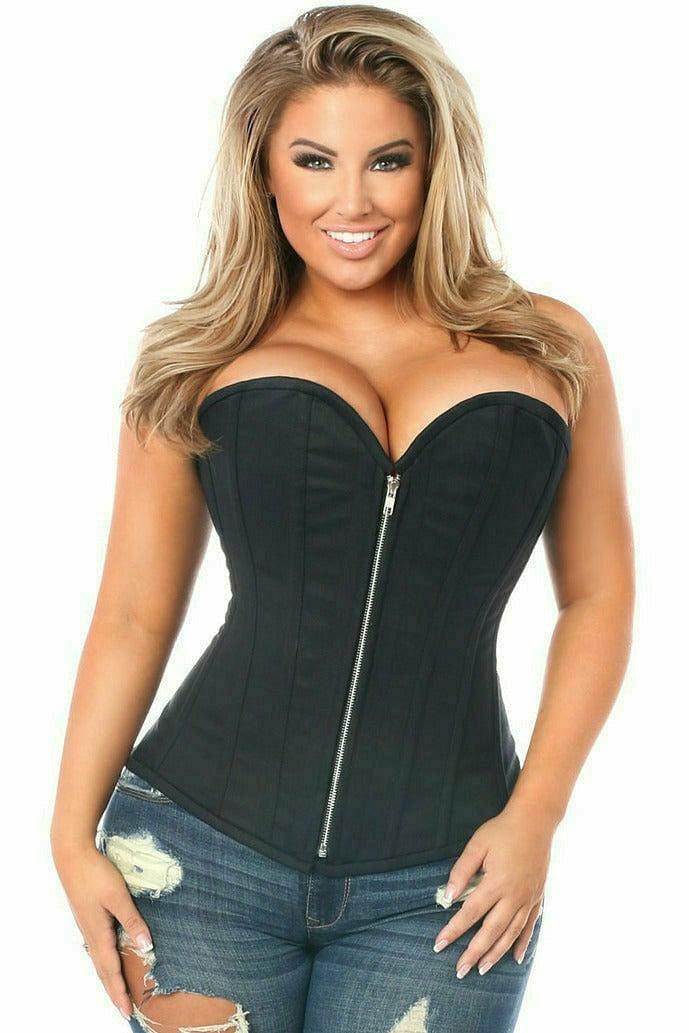 Daisy Corsets Top Drawer Black Satin Steel Boned Corset w/Straps