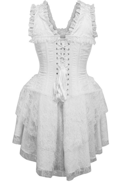 Top Drawer Steel Boned White Lace Victorian Corset Dress - AMIClubwear
