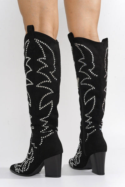 TRIPOLI - BLACK Thigh High Boots - AMIClubwear