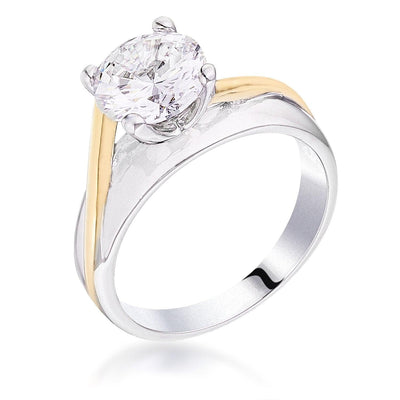 Two-tone Finish Solitaire Engagement Ring - AMIClubwear