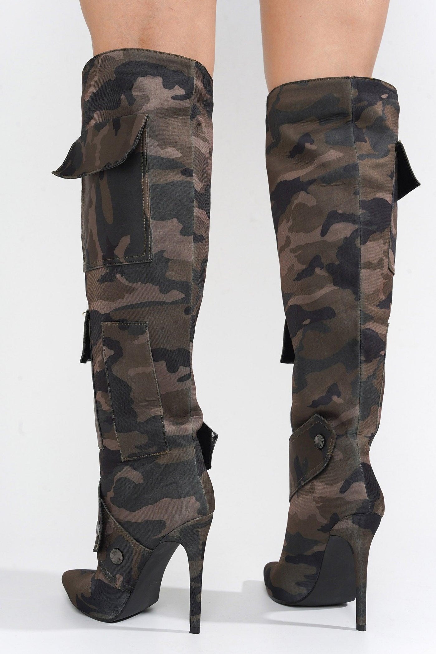 VIRDEN - CAMOUFLAGE Thigh High Boots - AMIClubwear