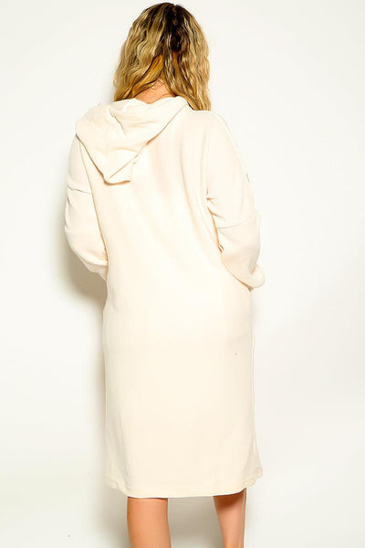 White Hooded Open Front Long Sleeve Cardigan Plus Size Sweater - AMIClubwear