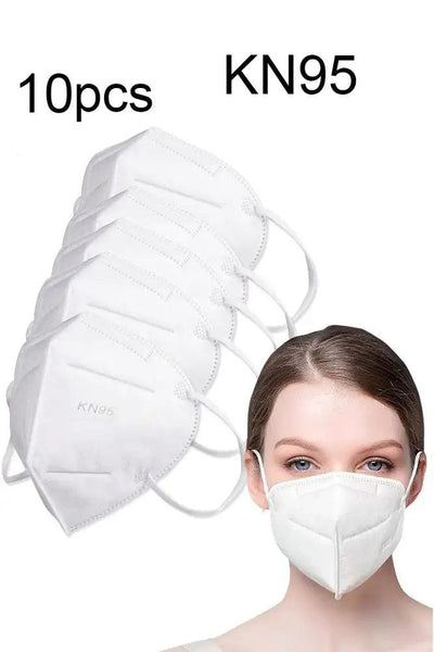 White KN95 5 Layers Surgical Reusable Face Masks 10pcs (Hidden Adjustable Nose Piece) - AMIClubwear