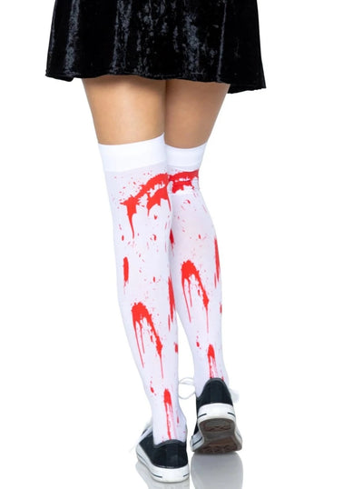 White Red Bloody Zombie Thigh Highs - AMIClubwear