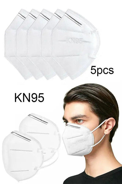 White Surgical Reusable 5 Layer KN95 5 Piece Face Mask - AMIClubwear