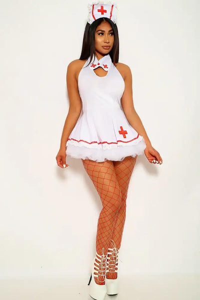 White Three Piece Nurse Costume - AMIClubwear