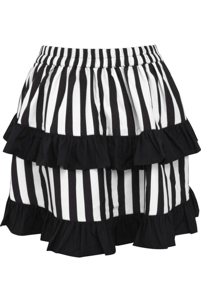 White/Black Striped Ruched Bustle Skirt - AMIClubwear