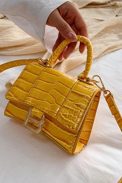 Yellow Crocodile Style Small Crossbody Bag - AMIClubwear