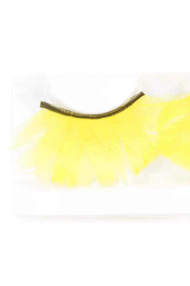 Yellow Faux Feather Eyelashes - AMIClubwear