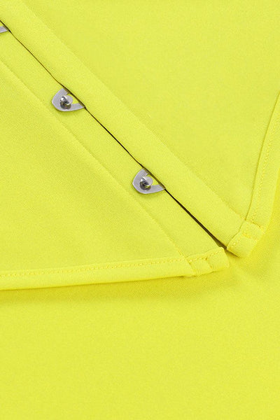 Yellow Square Neck Corset Sleeveless Party Dress - AMIClubwear