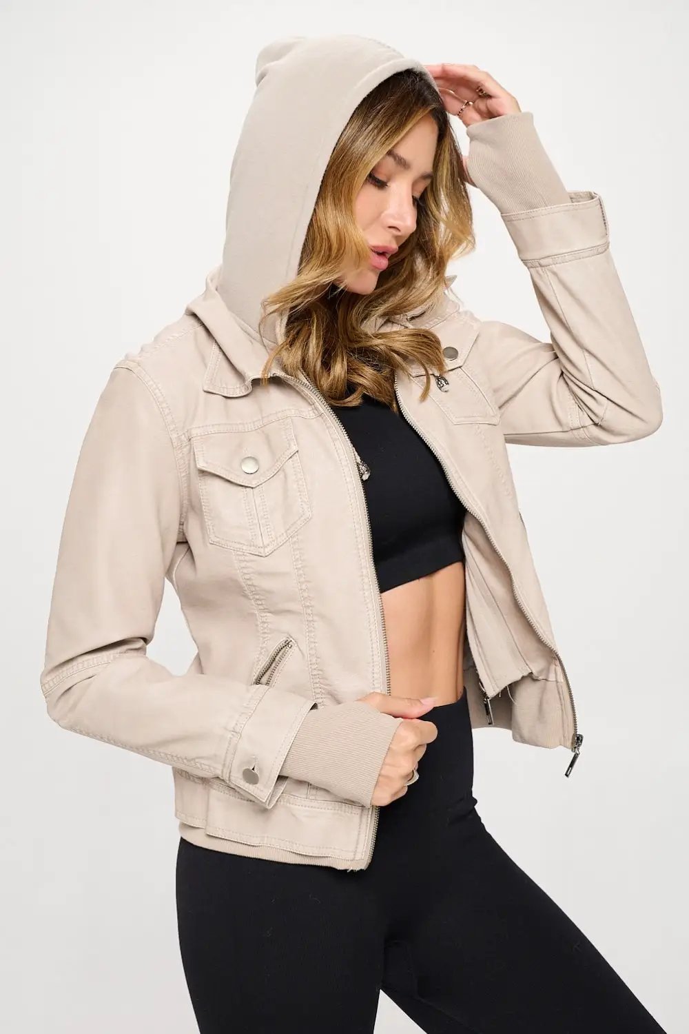 Coalition LA Double Zip Hooded Long Sleeve Jacket