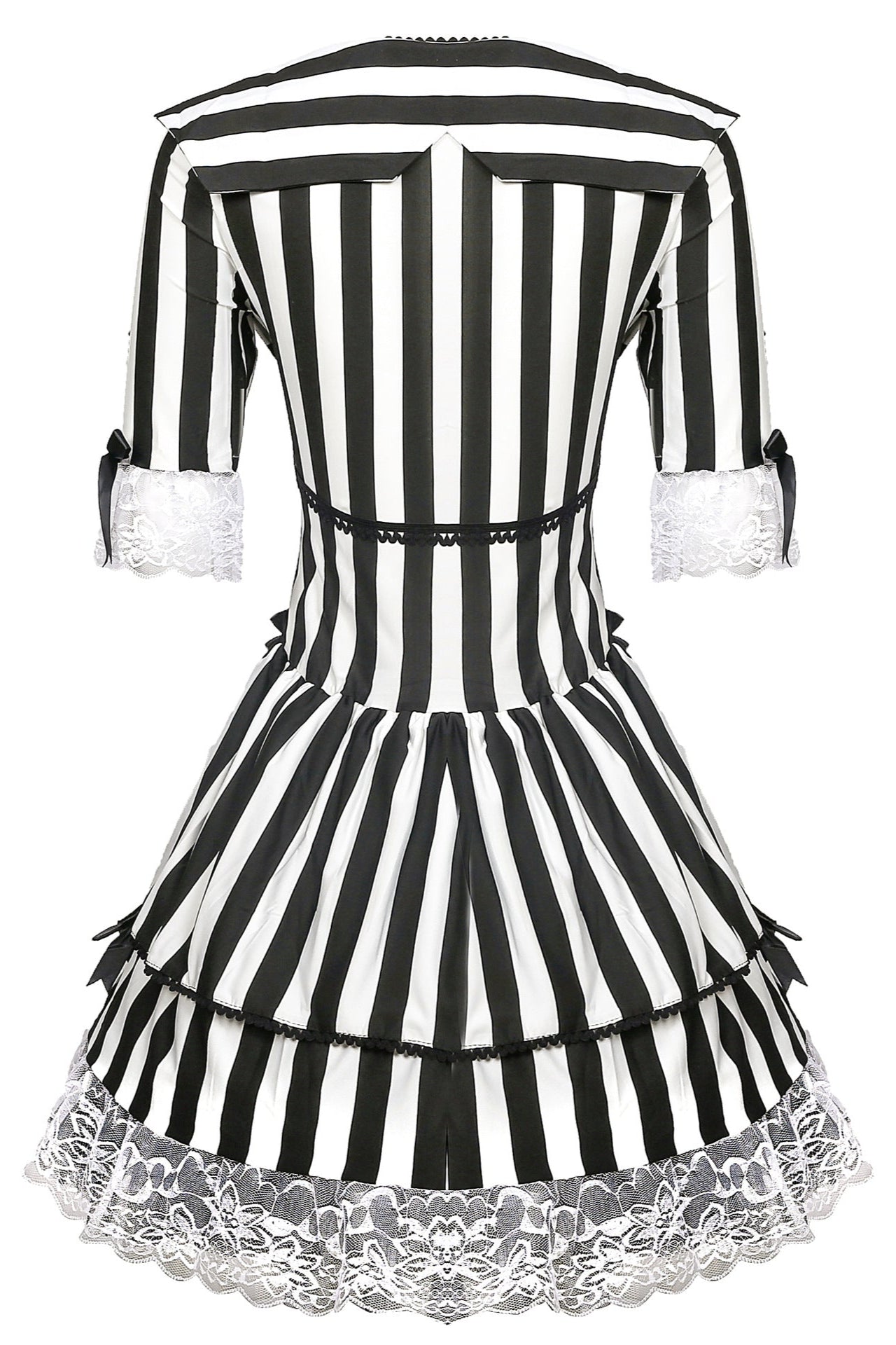 Black White Stripes Lace Sexy Movie Character Dress Costume