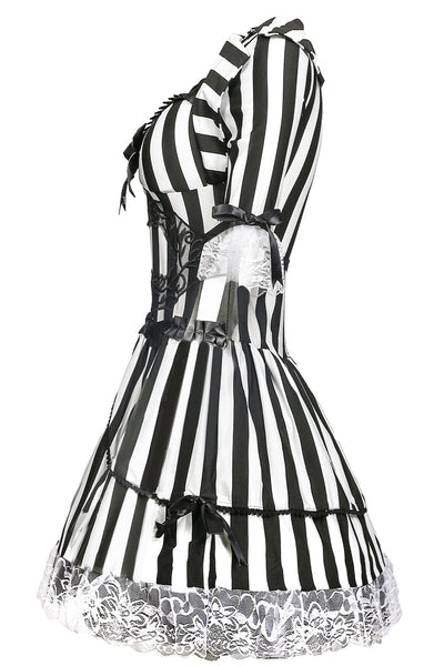 Black White Stripes Lace Sexy Movie Character Dress Costume