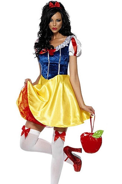 Red Yellow Blue Satin Snow White Princess Costume - AMIClubwear