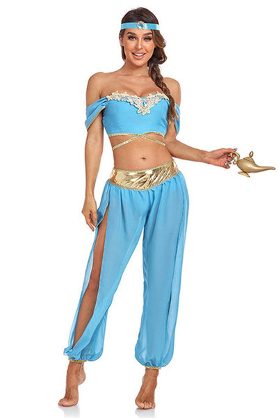 Blue Gold Sequin Gem 4 Pc Princess Jas Costume - AMIClubwear