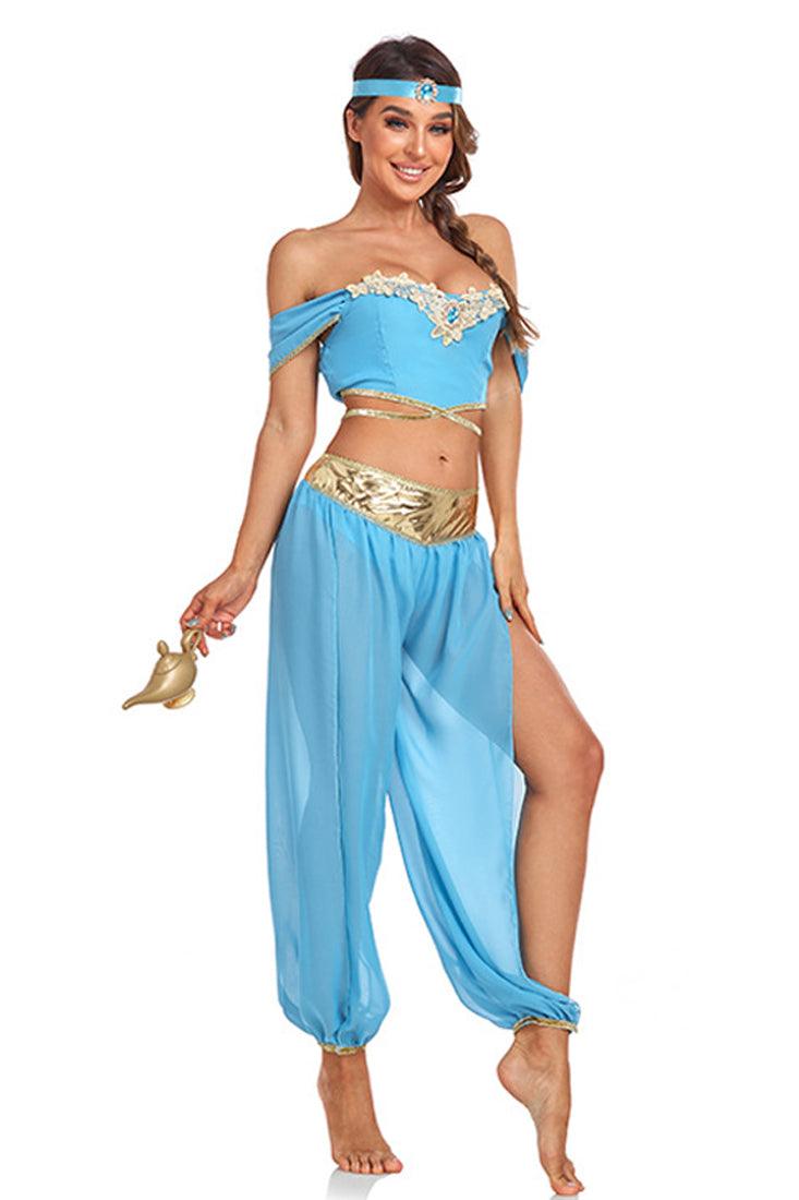 Blue Gold Sequin Gem 4 Pc Princess Jas Costume - AMIClubwear