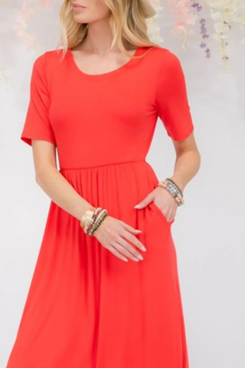 Celeste Full Size Round Neck Short Sleeve Maxi Dress with Pockets Plus Size