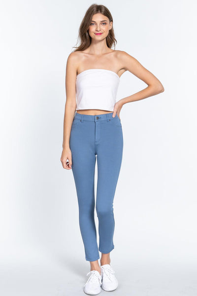 5-pockets Shape Skinny Ponte Mid-rise Pants - AMIClubwear