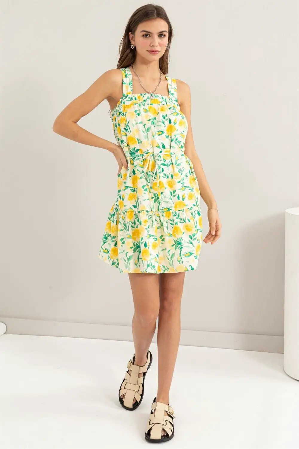 HYFVE Floral Tie Shoulder Mini Dress