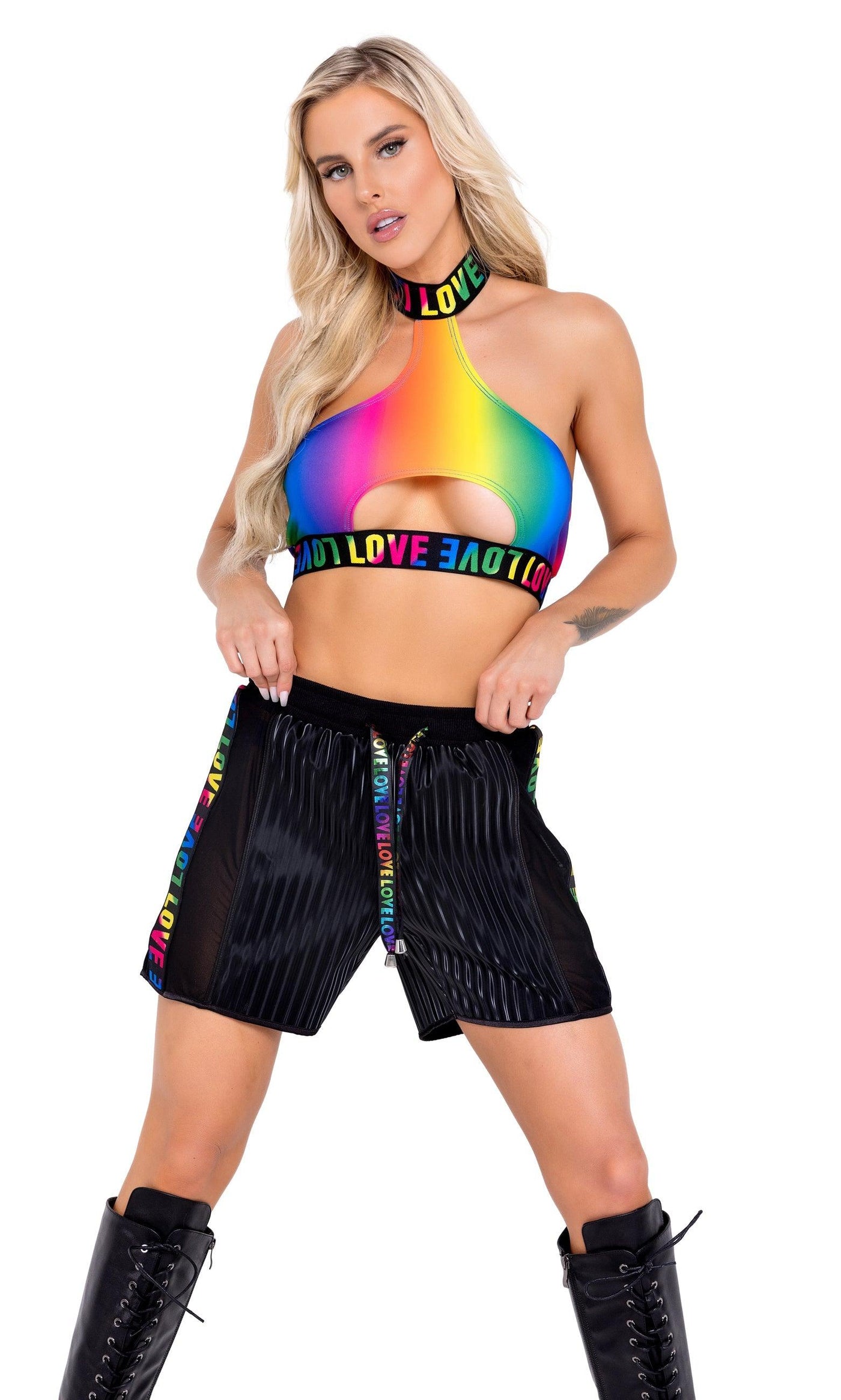 6138 - Pride Rainbow Halter Neck Keyhole Top - AMIClubwear