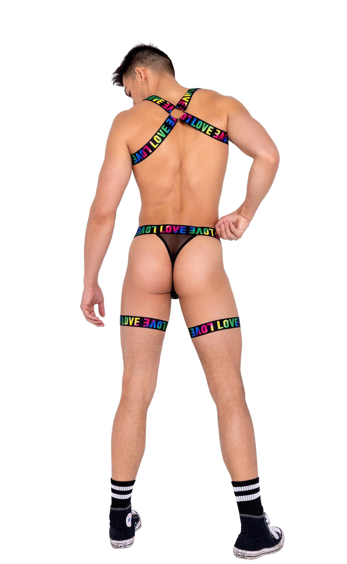 6157 - Men’s Pride Harness with Chain & Ring Detail - AMIClubwear