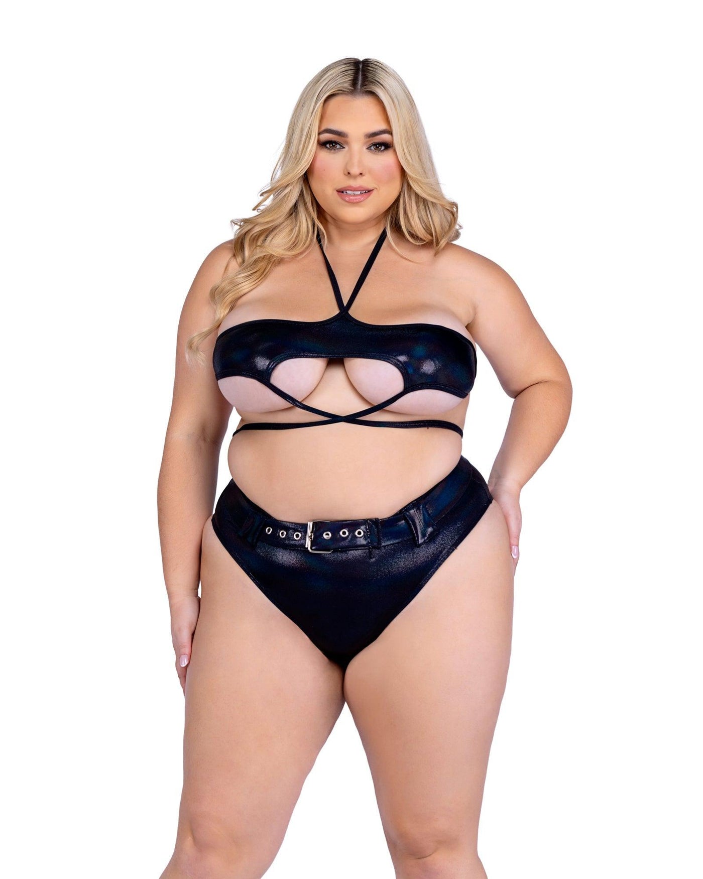 6439 - Shimmer Top with Underboob Cutout - AMIClubwear