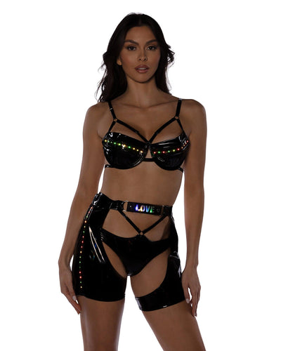 6503 - 2PC Pride Light-Up Vinyl Bra Set - AMIClubwear