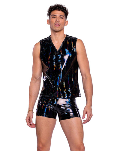 6514 - Vinyl with Iridescent Print Tank Top - AMIClubwear