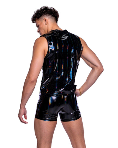 6515 - Vinyl with Iridescent Print Shorts - AMIClubwear