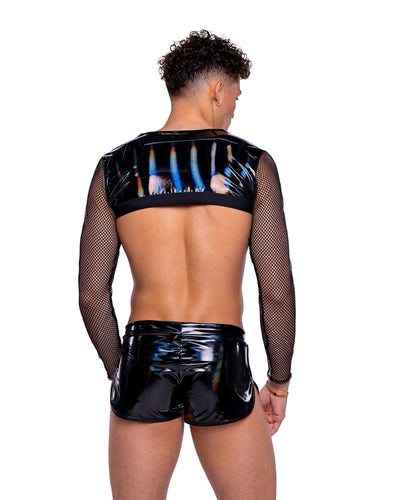 6519 - Vinyl with Iridescent Print Runner Shorts - AMIClubwear