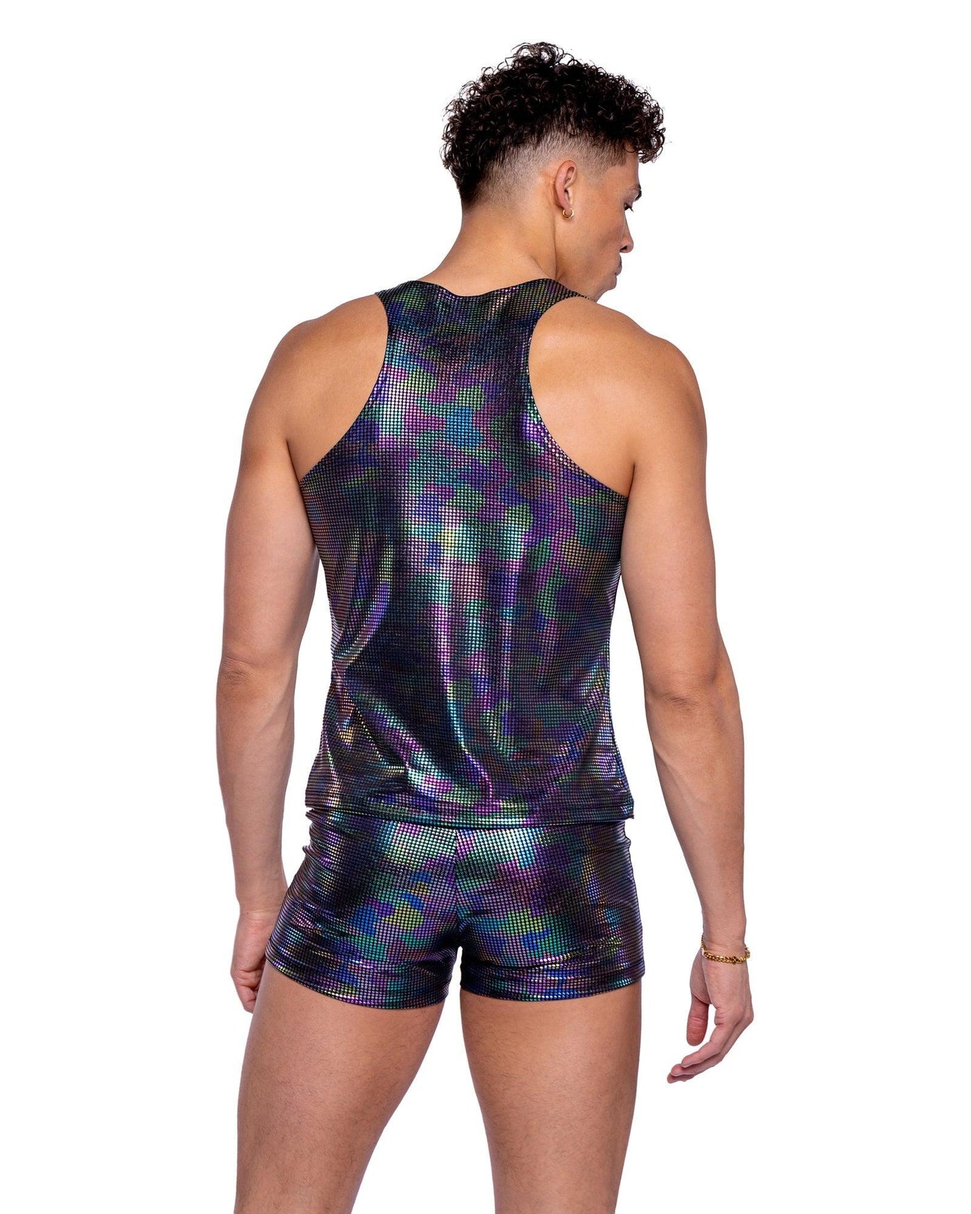 6529 - Rainbow Shimmer Camouflage Tank Top - AMIClubwear