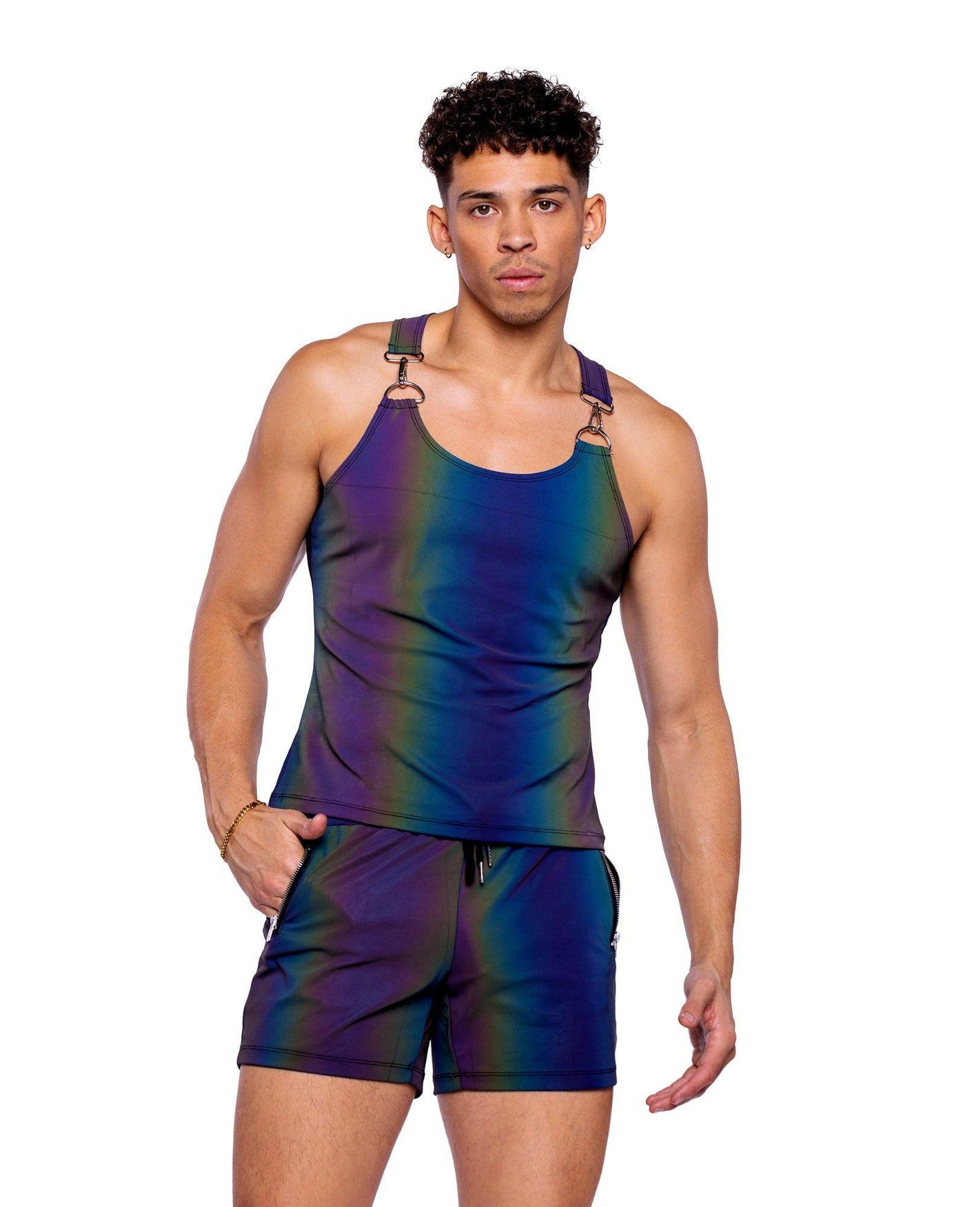 6537 - Reflective Tank Top - AMIClubwear