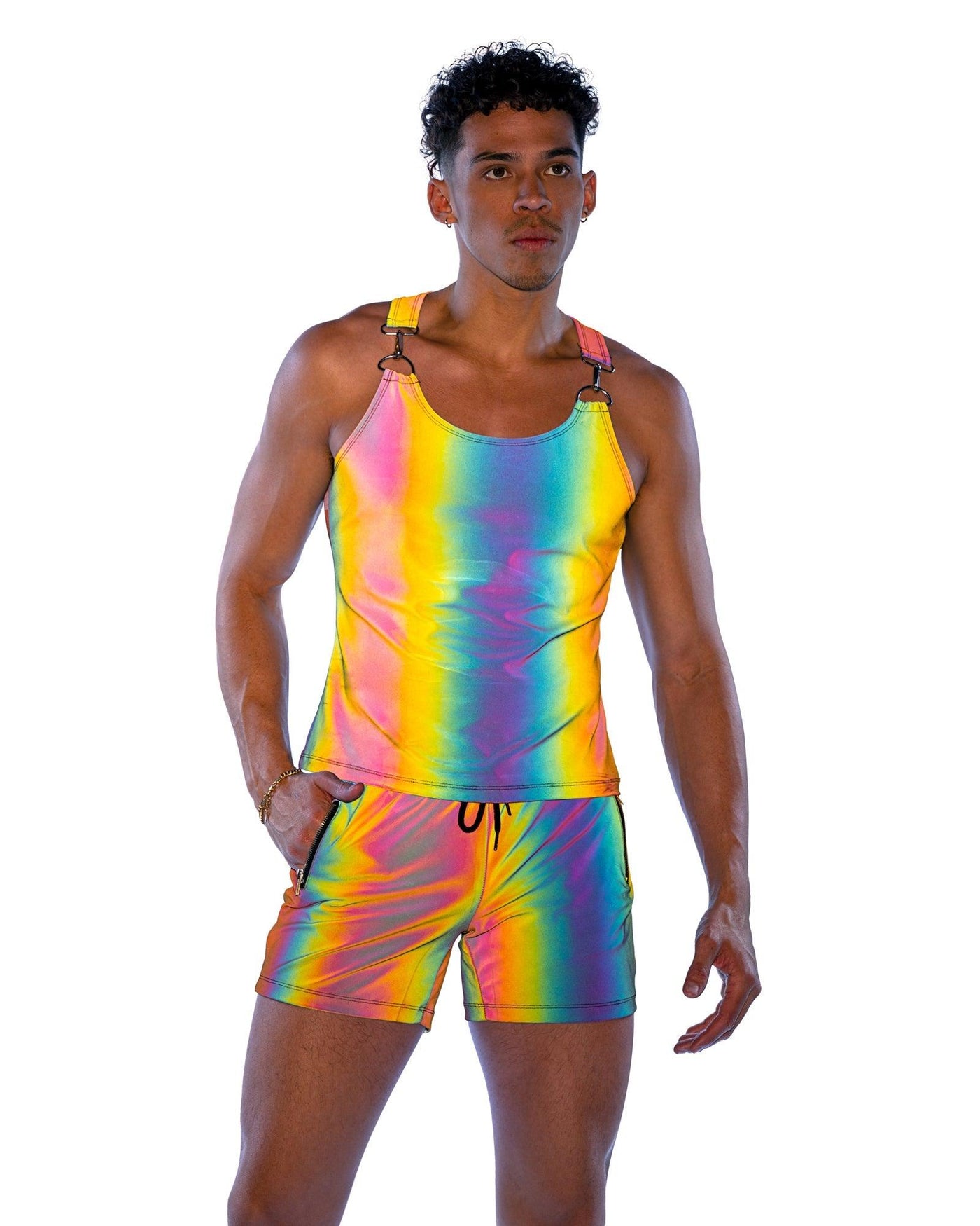 6538 - Reflective Shorts with Zipper Pockets - AMIClubwear