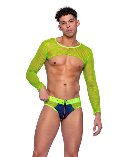 6540 - Reflective & Fishnet Briefs - AMIClubwear