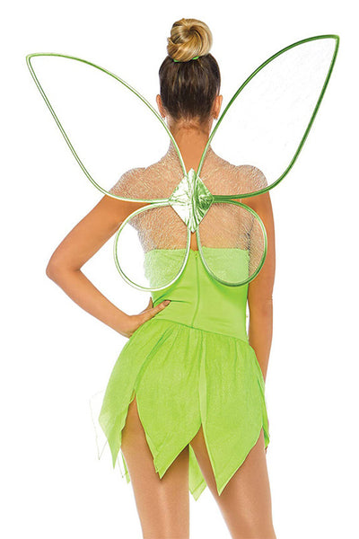 Light Green Holographic Mesh Sexy Tinker Pixie Fairy Costume W/Wings