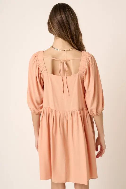 Mittoshop Pintuck Detail Tie Back Mini Dress