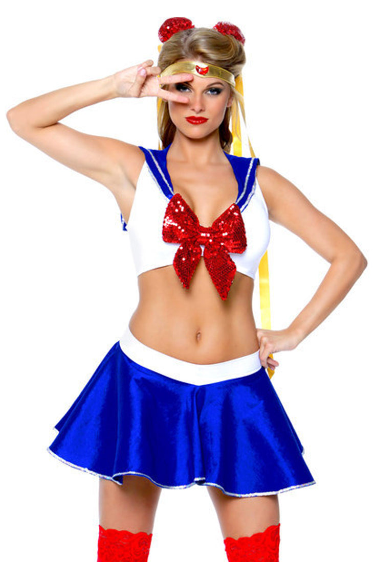 Buy Blue White Red Cosplay Sexy Sailor Moon Costume with crypto