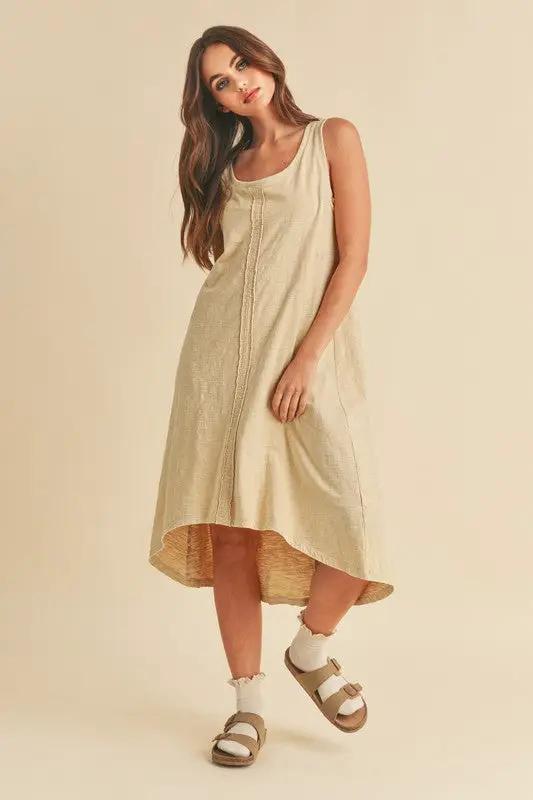 Aemi + Co High-Low Hem Scoop Neck Midi Tank Dress