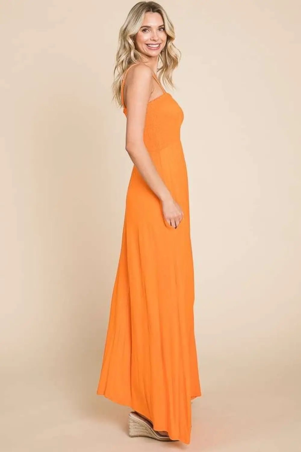 Culture Code Full Size Smocked Cami Maxi Dress with Pockets