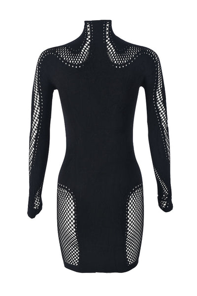 Black Cut-Out Long Sleeves Stretchy Sexy Party Dress