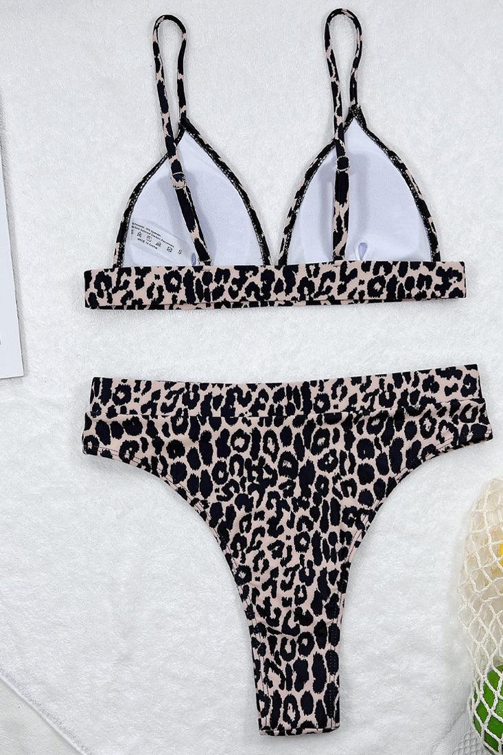 Leopard Print Push Up High Waist Cheeky Bottom 2Pc Sexy Swimsuit - AMIClubwear