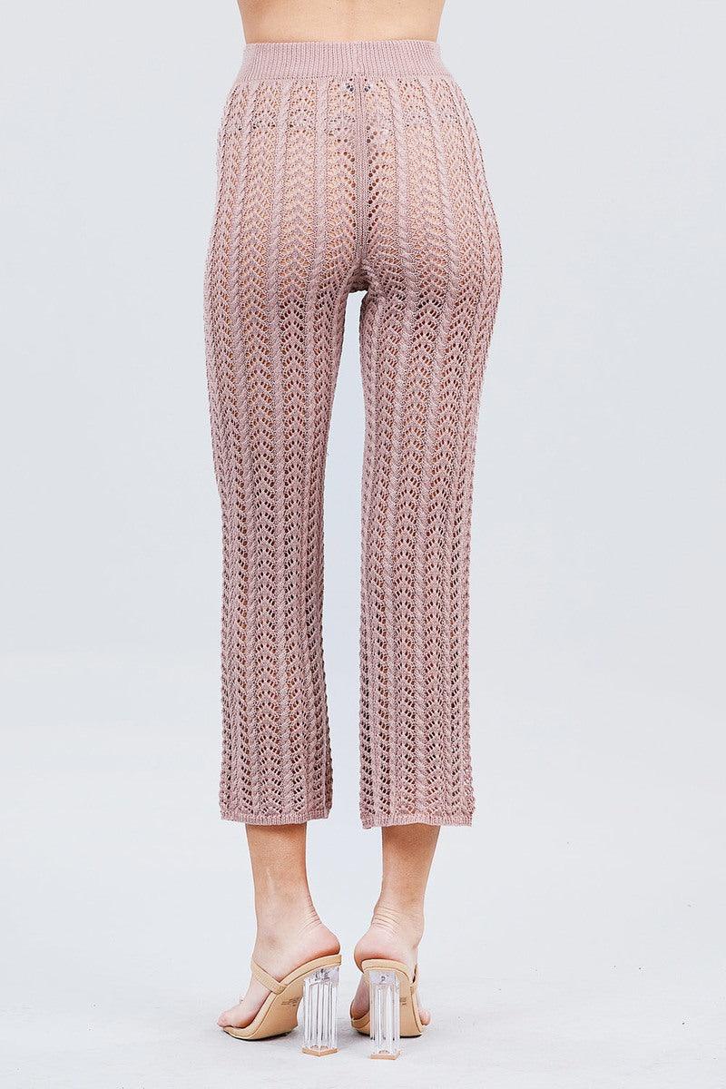 Flare Long Fishnet Sweater Pants - AMIClubwear